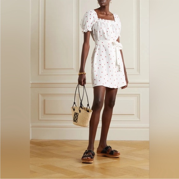 Sleeper Dresses & Skirts - NWOT Sleeper Brigitte Belted Strawberry Printed 100% Linen Voile Mini Dress XL